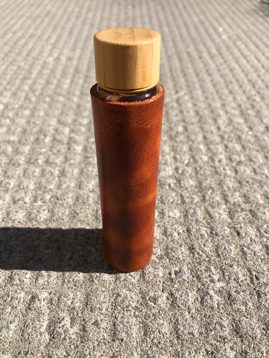 Leather-Covered Glass Doob Tube
